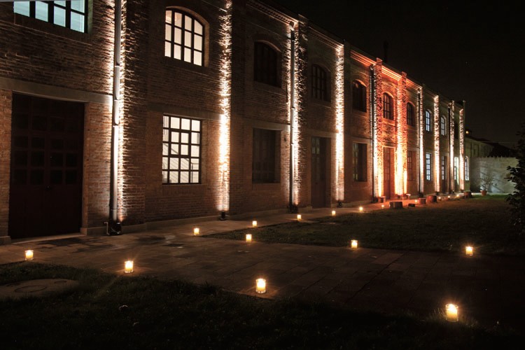 School building at night